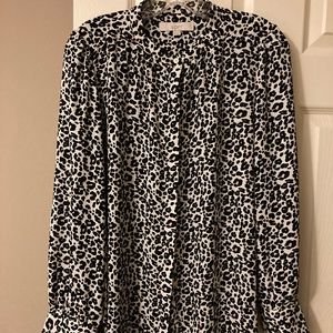 LOFT Animal Print LS Blouse SZ Medium